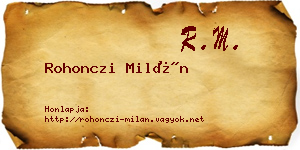 Rohonczi Milán névjegykártya